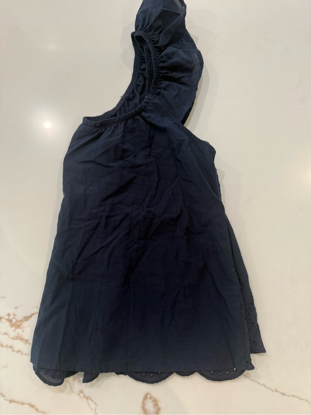 Women’s Navy Eyelet Ruffle Crop Top - Picture 3 of 4
